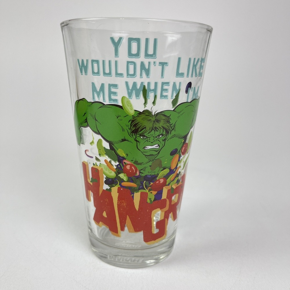 Marvel Comics The Hulk You Wouldnt Like Me When Im Hangry Water Soda Glass 16 oz - Picture 11 of 12